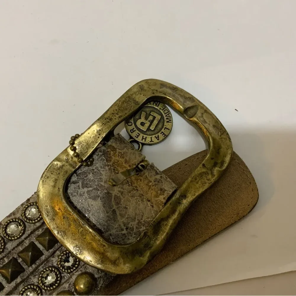 LeatherRock Stone and studded leather belt size M